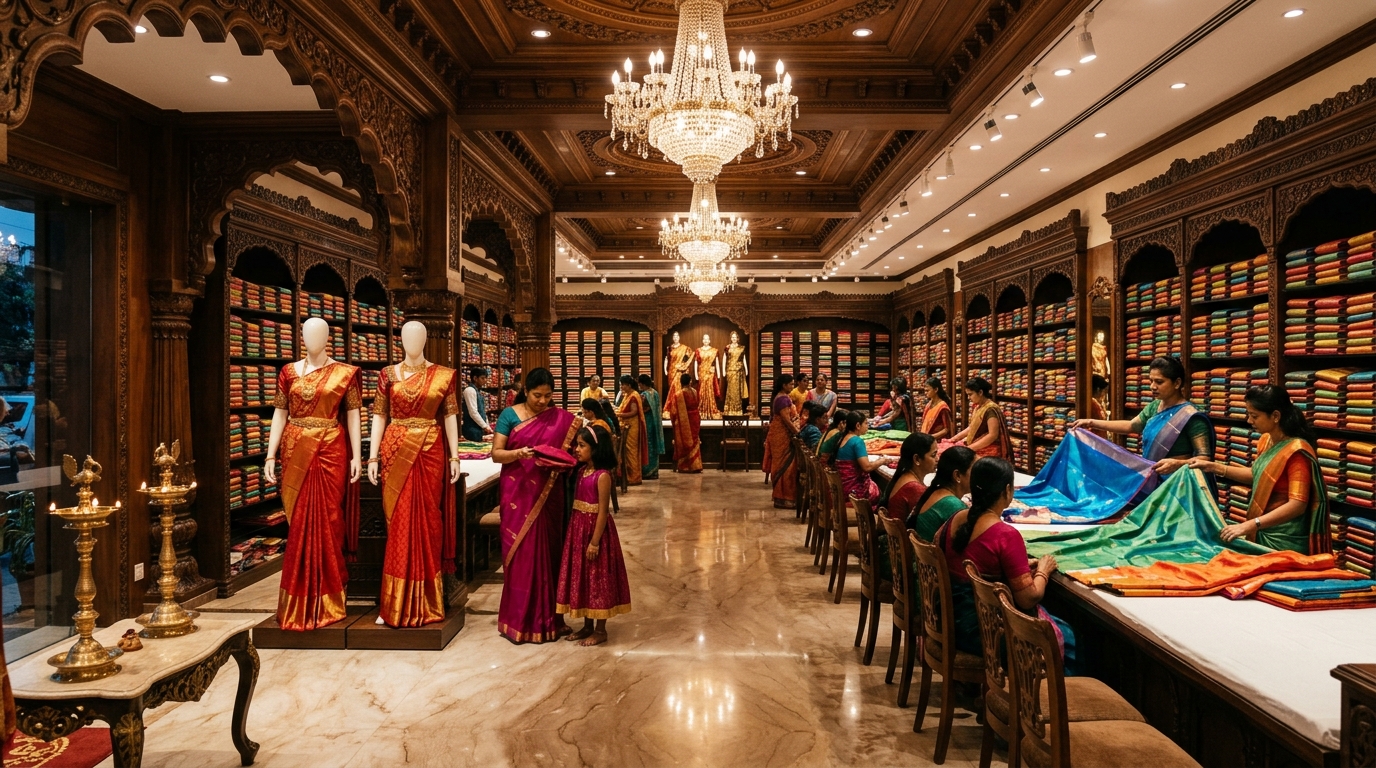 Grand Textile Retail Showroom and Bridal Saree Floor at Sri Balaji Silks Ariyalur