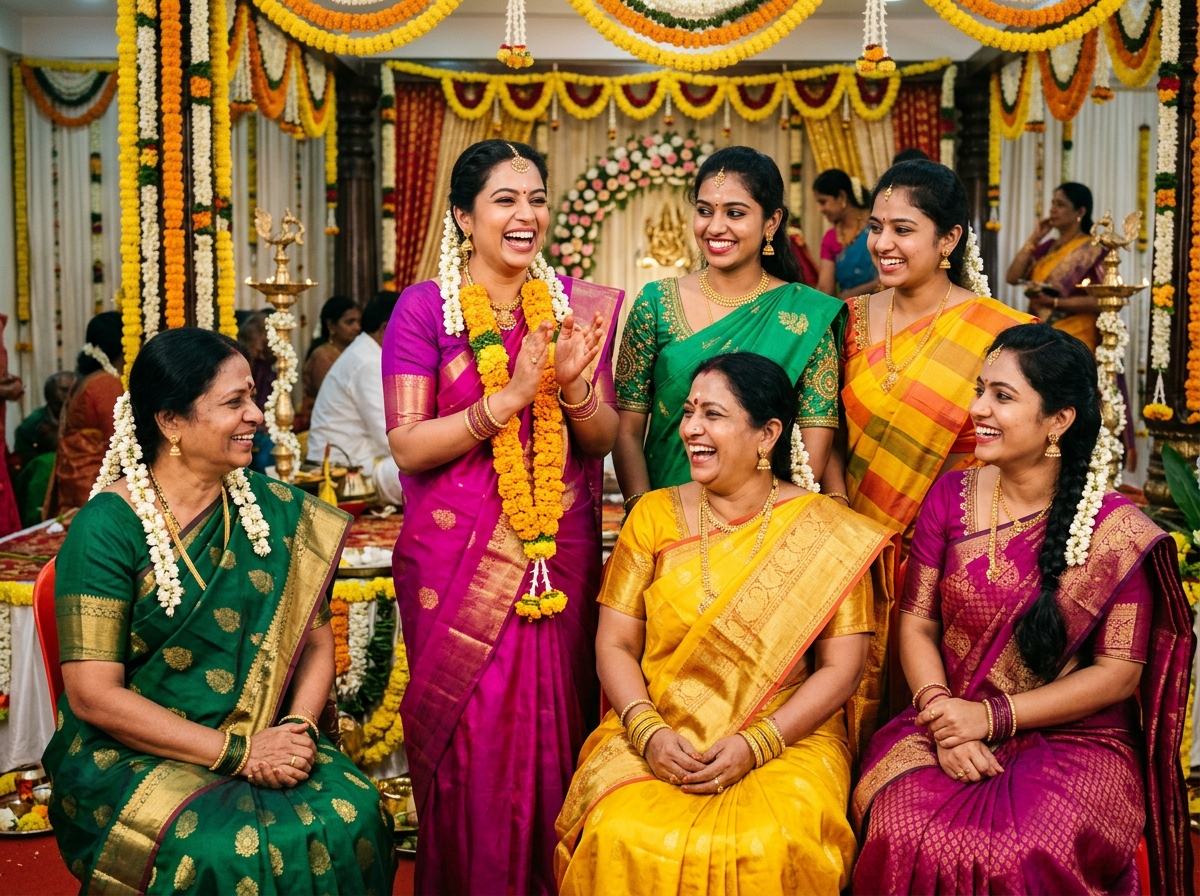Tamil Nadu Family Celebrating in Traditional Silk Sarees