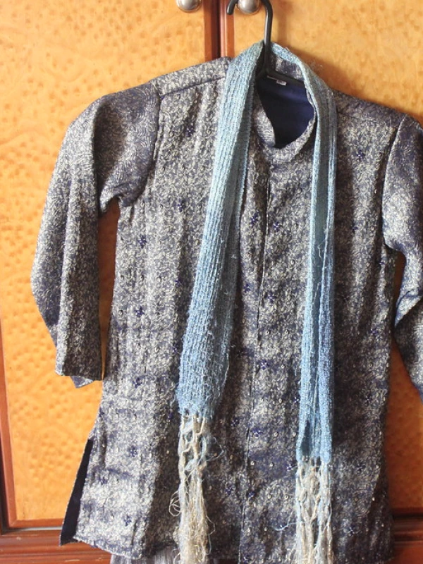 Boys Royal Brocade Silk Kurta & Shawl Set