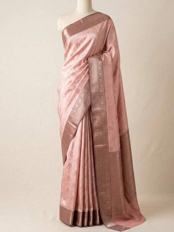 Blush Pink Pastel Soft Silk Jacquard Saree