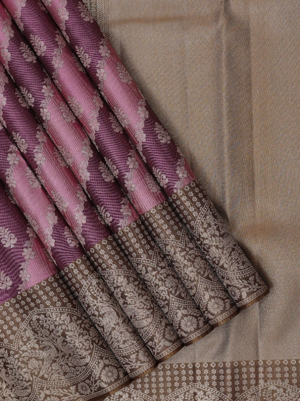 Lavender Feather-Touch Soft Silk Floral Weave