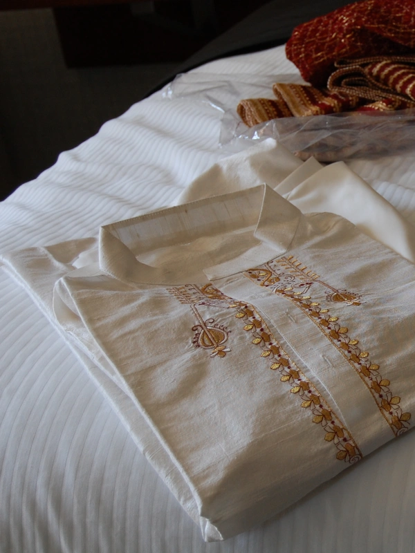 Raw Silk Embroidered Groom Kurta Pajama Set